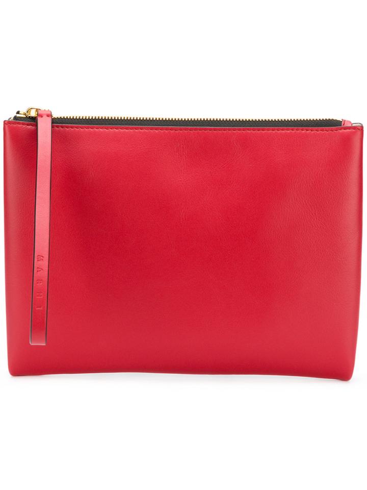 Marni Colour Block Zipped Clutch - Red
