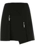Mcq Alexander Mcqueen Short Deconstructed Pin Detail Skirt, Women's, Size: 42, Black, Polyester/spandex/elastane/viscose/spandex/elastane