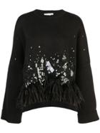 Oscar De La Renta Feather Detail Jumper - Black