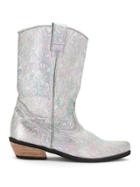Amapô Holographic Leather Boots - Grey