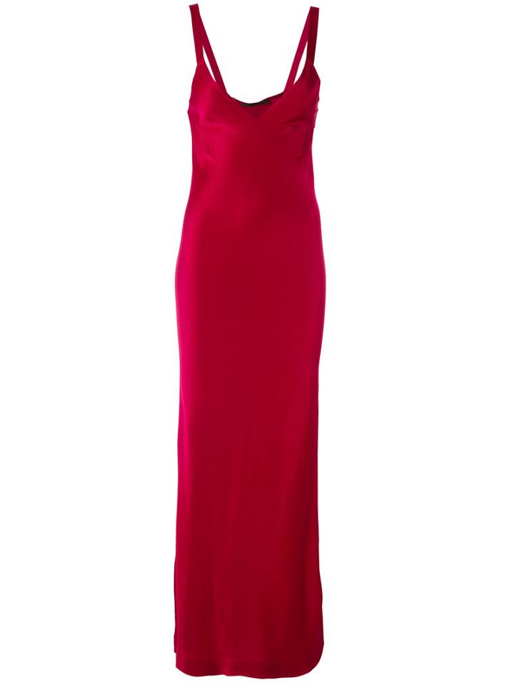 Haider Ackermann - Sleeveless V-neck Dress - Women - Silk/acetate/rayon - 40, Red, Silk/acetate/rayon