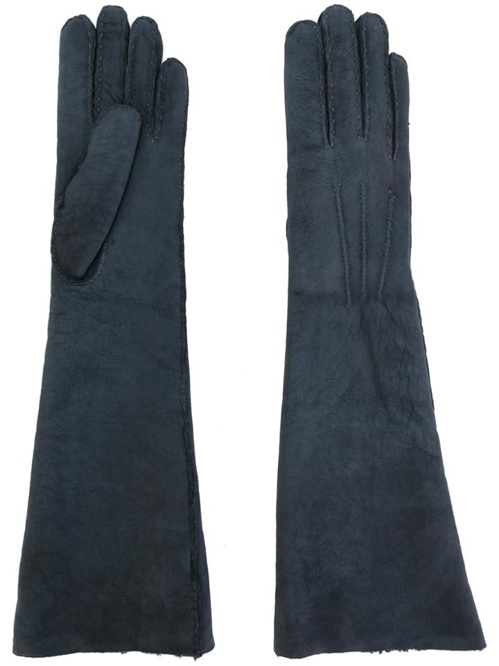 Maison Fabre Shearling Long Gloves - Blue