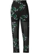 Ganni Floral Dotted Trousers - Black
