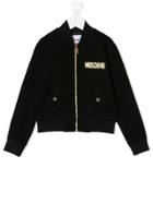 Moschino Kids Teen Sequin Embroidery Bomber Jacket - Black