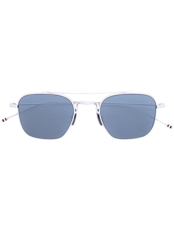 Thom Browne - Tinted Aviator Sunglasses - Unisex - Titanium - One Size, Grey, Titanium