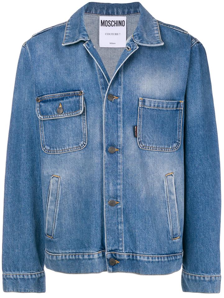 Moschino Asymmetrical Pocket Denim Jacket - Blue
