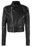 Y / Project - Cut-out Detail Cropped Biker Jacket - Unisex - Horse Leather/acetate - S, Black, Horse Leather/acetate