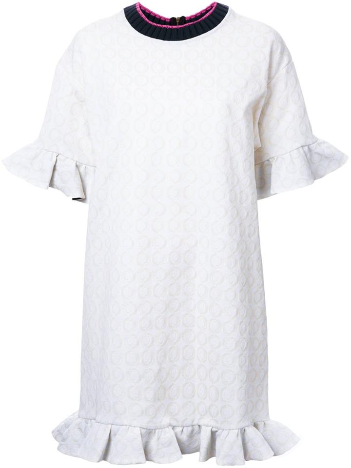 Marni Ruffle Jacquard Dress - White