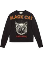 Gucci Cotton Sweatshirt With Black Cat Print