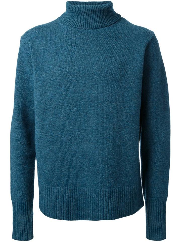 Cityshop Turtleneck Jumper, Men's, Size: Large, Green, Wool