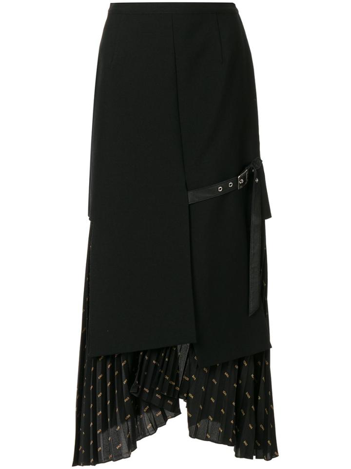 Christian Dada Signature Combined Pleated Skirt - Black