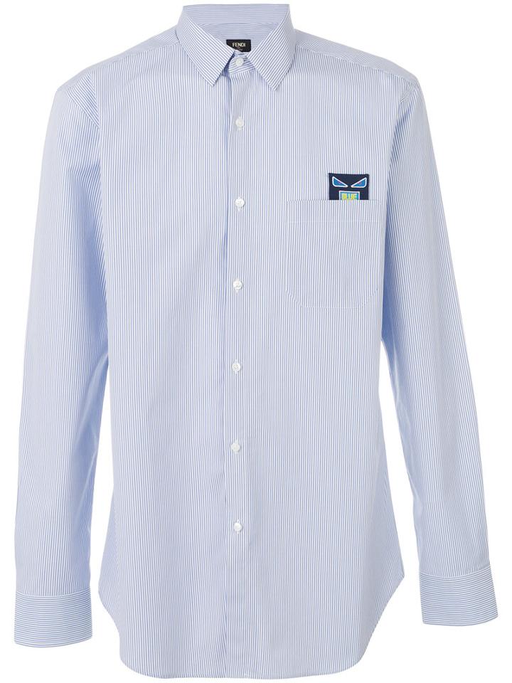 Fendi - Bag Bugs Embroidered Patch Shirt - Men - Cotton/viscose - 40, Blue, Cotton/viscose