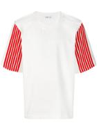 Dima Leu Red Striped Sleeve T-shirt - White