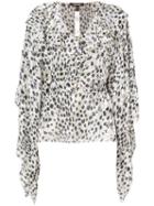 Roberto Cavalli - Leopard Jacquard Blouse - Women - Silk/viscose - 40, Nude/neutrals, Silk/viscose