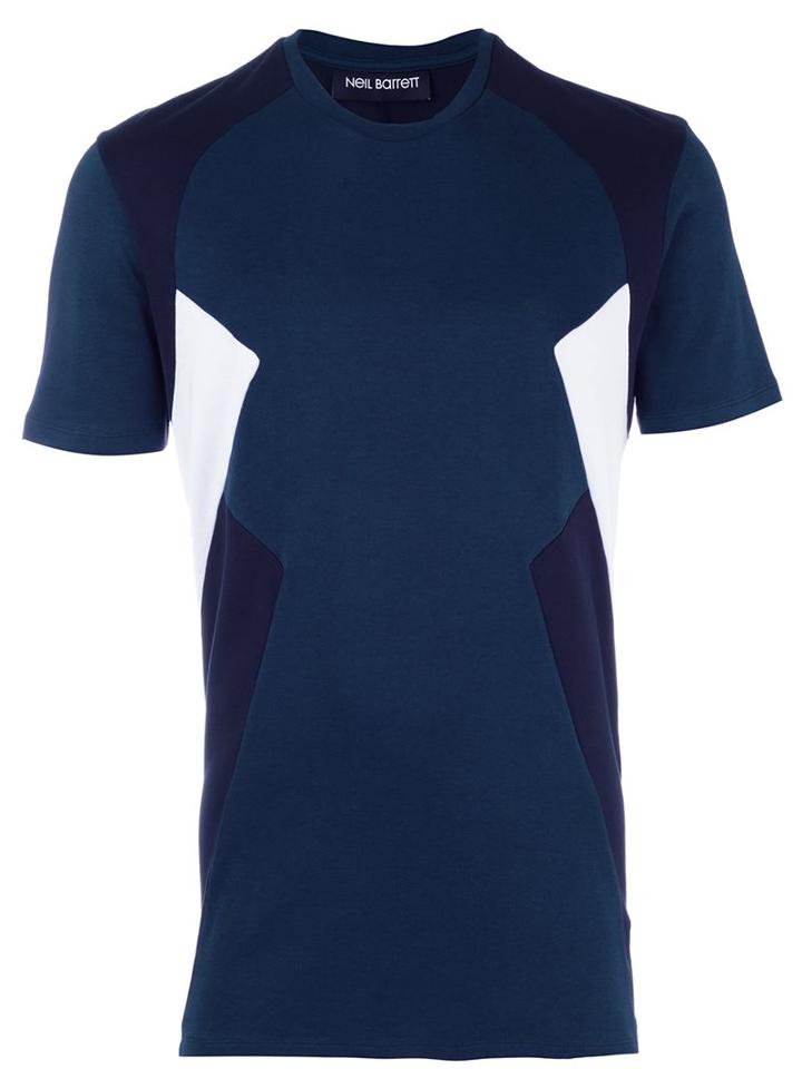 Neil Barrett Colour Block T-shirt, Men's, Size: Small, Blue, Cotton