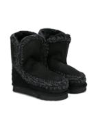 Mou Kids Shearling Boots - Black