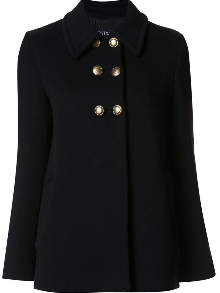 Boutique Moschino Double Breasted Coat, Women's, Size: 44, Black, Virgin Wool