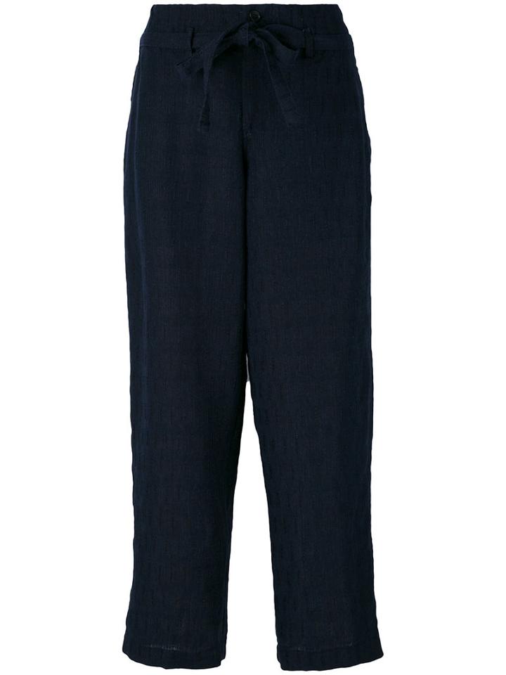 Aspesi - Cropped Palazzo Pants - Women - Cotton/linen/flax/mohair - 40, Blue, Cotton/linen/flax/mohair