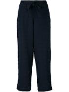 Aspesi - Cropped Palazzo Pants - Women - Cotton/linen/flax/mohair - 40, Blue, Cotton/linen/flax/mohair