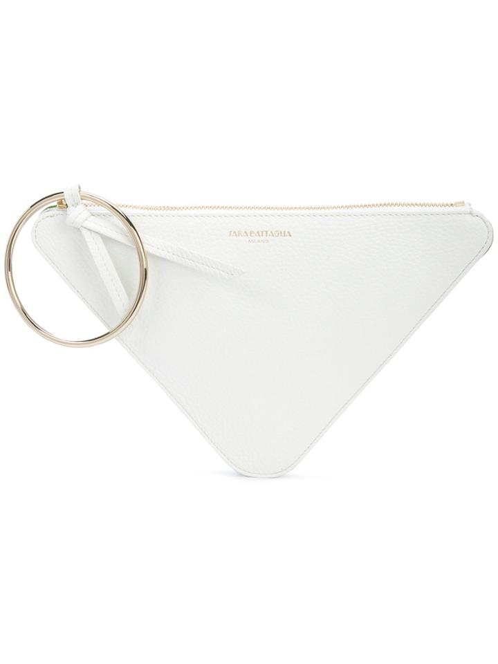 Sara Battaglia Triangle Clutch - White