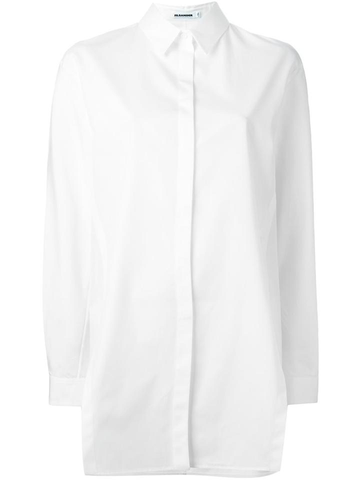 Jil Sander Side Slit Long Shirt, Women's, Size: 40, White, Cotton
