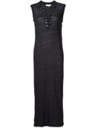 Iro Lace Up V Neck Fitted 'daisy' Dress - Black