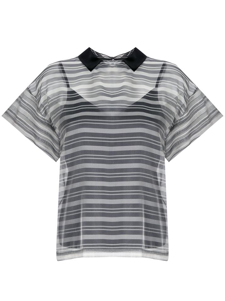 Peserico Layered Sheer Striped Blouse - Blue