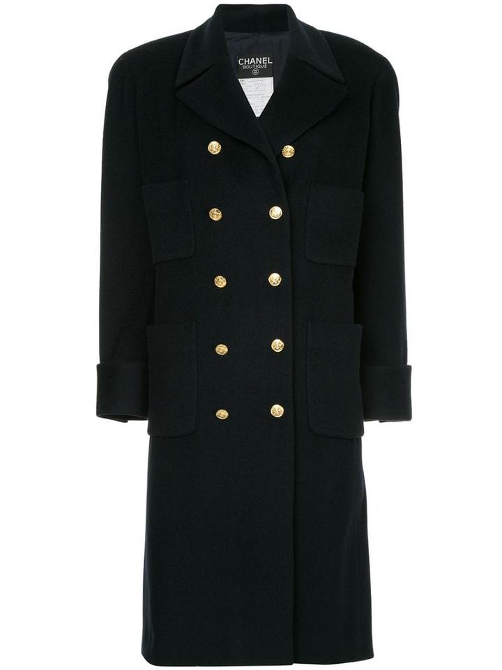 Chanel Pre-owned Cashmere Double Breasted Coat - Blue