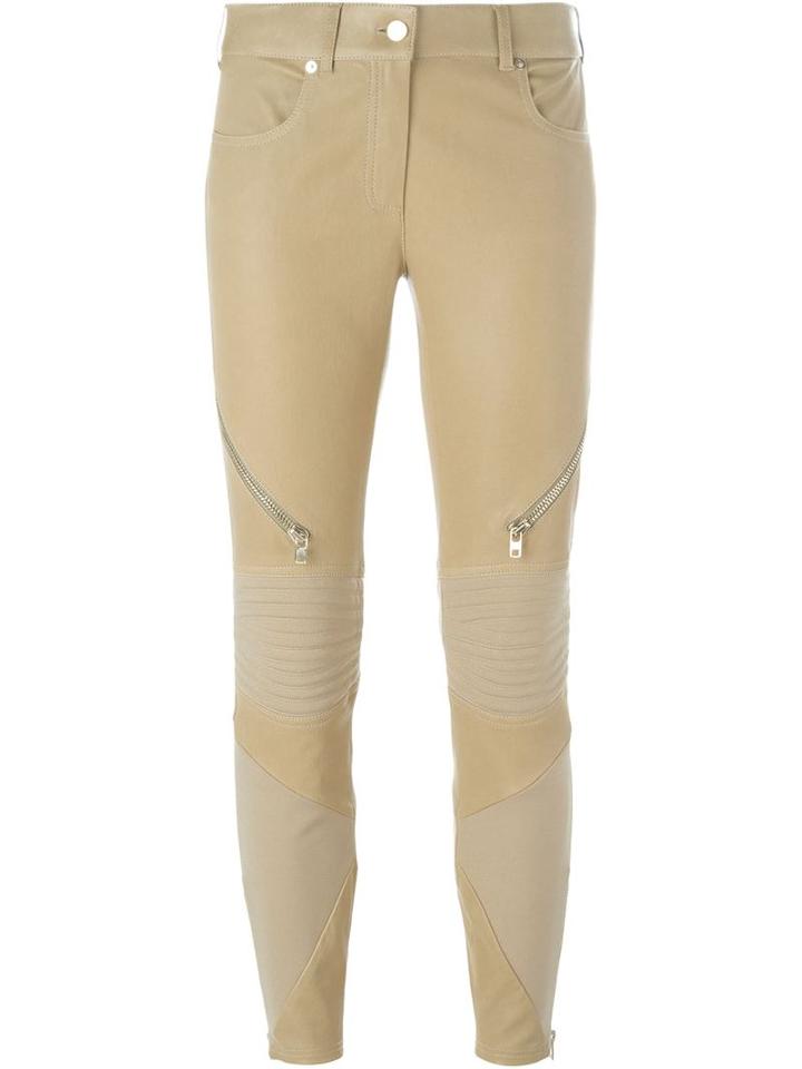 Givenchy Zipped Biker Trousers, Women's, Size: 40, Nude/neutrals, Cotton/lamb Skin/polyamide/viscose