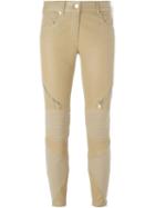 Givenchy Zipped Biker Trousers, Women's, Size: 40, Nude/neutrals, Cotton/lamb Skin/polyamide/viscose