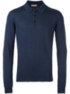 Etro Longsleeved Polo Shirt, Men's, Size: Xl, Blue, Wool