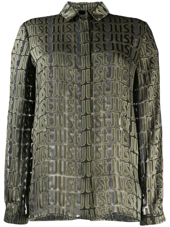 Just Cavalli Sheer Logo Print Shirt - Green