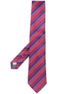 Canali Striped Pointed-tip Tie - Red
