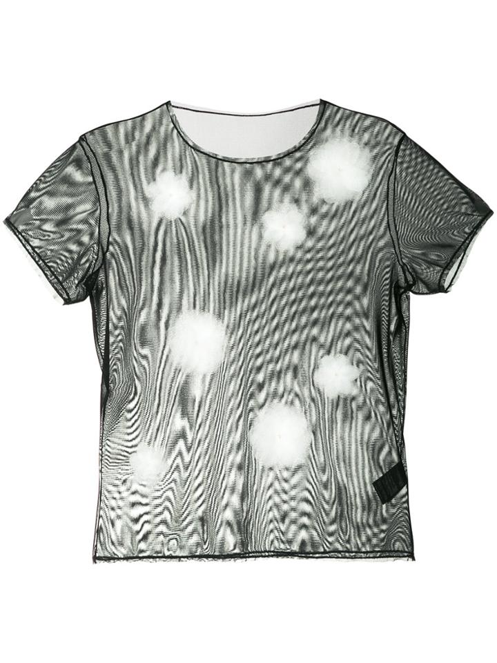 Tu Es Mon Trésor Tulle Flower Mesh T-shirt - Black