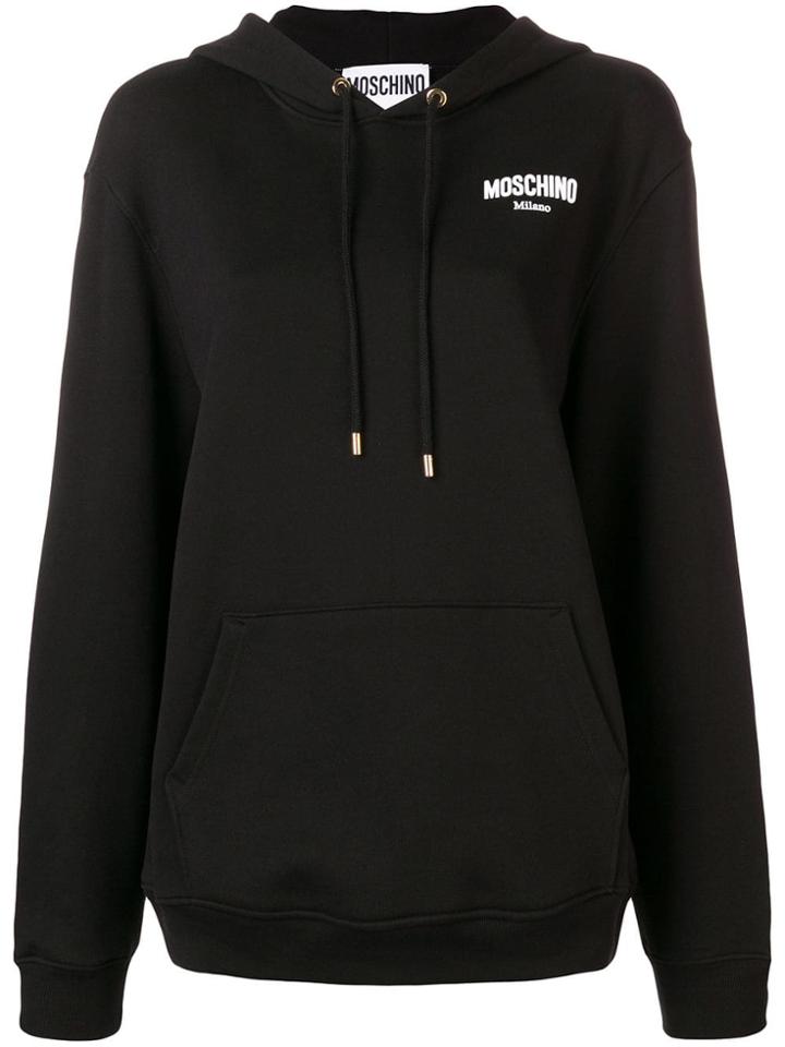 Moschino Rubber Logo Hoodie - Black