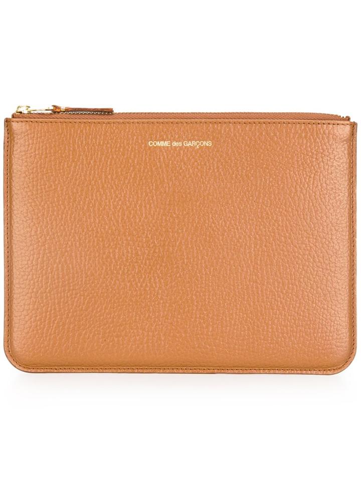 Comme Des Garçons Wallet Zipped Clutch - Brown