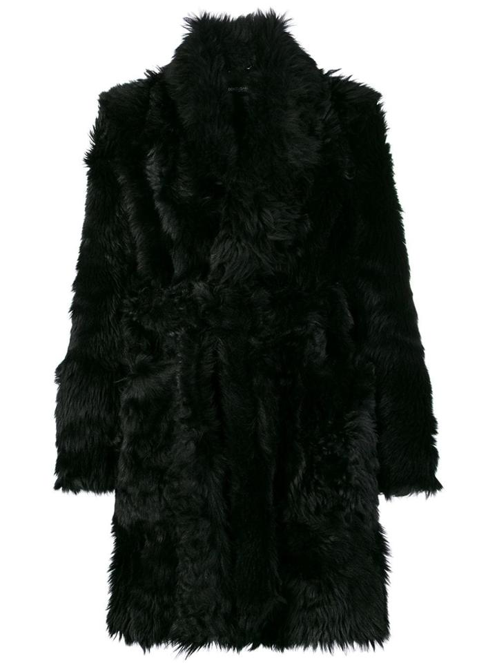 Dolce & Gabbana Wrap Fur Coat - Black
