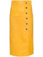 Skiim High Waisted Leather Pencil Skirt - Yellow