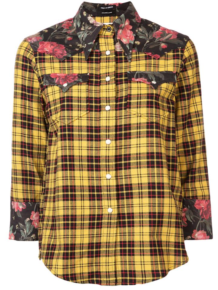 R13 Floral Planelled Plaid Shirt - Yellow & Orange