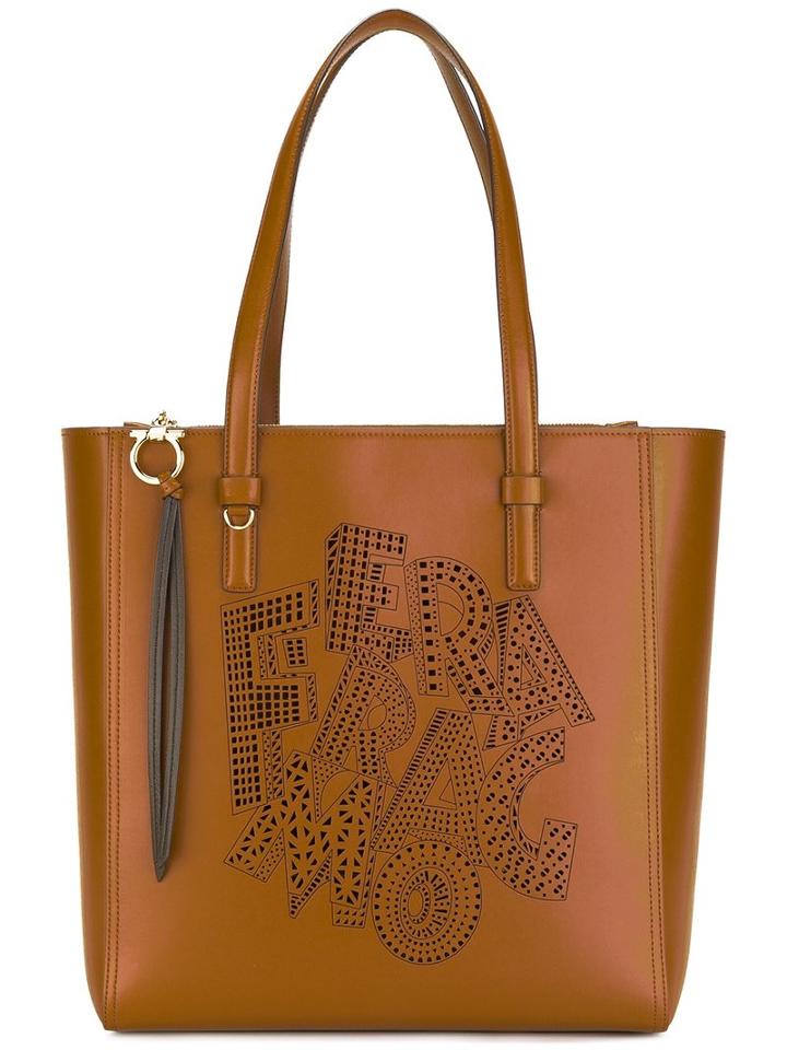 Salvatore Ferragamo Patterned Bag, Women's, Brown, Calf Leather