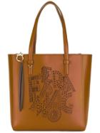 Salvatore Ferragamo Patterned Bag, Women's, Brown, Calf Leather