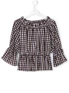 Dondup Kids Checked Off-the-shoulders Blouse - Brown