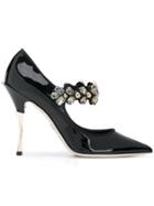 Dolce & Gabbana Embellished Mary Jane Heels - Black