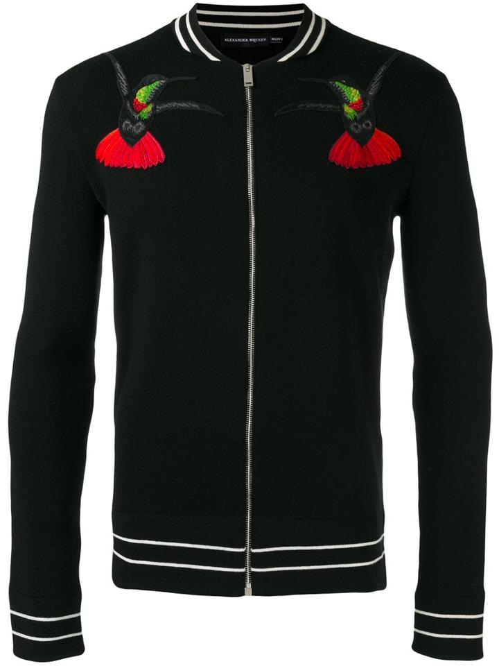 Alexander Mcqueen Bird Embroidered Knit, Men's, Size: Xl, Black, Wool