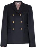 Thom Browne Gold Buttoned Silk Lined Blazer Jacket - Blue