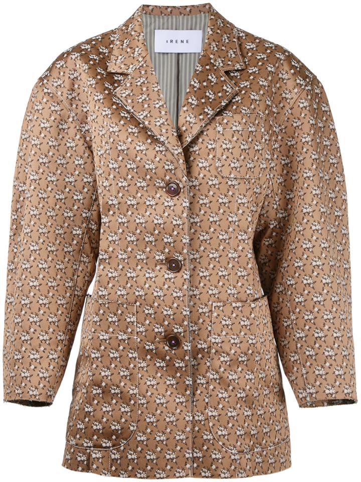 Irene Floral Jacquard Jacket - Brown