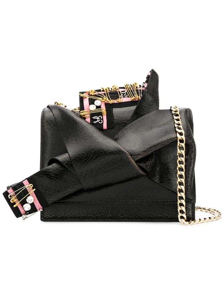 No21 Embellished Abstract Bow Cross-body Bag - Black