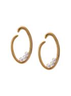 Oscar De La Renta Hoop Pearl Earrings - Gold