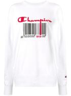 Champion Bar Code Logo Sweater - White