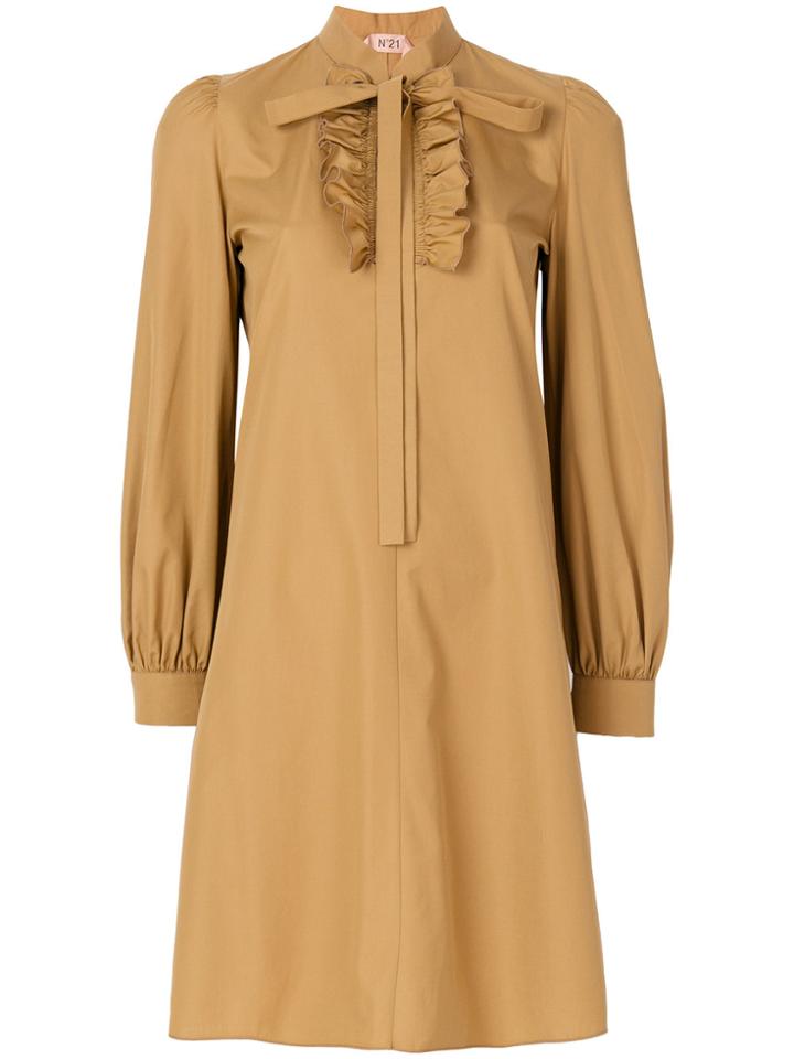 No21 Pussybow Shirt Dress - Brown